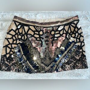 All Saints Hand Embellished Sequin Skirt